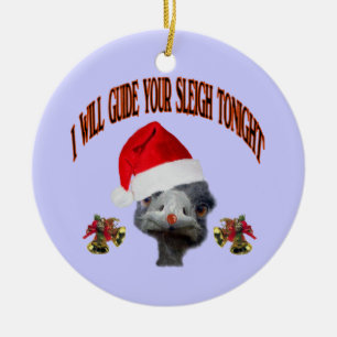Christmas Ostrich Ceramic Ornament