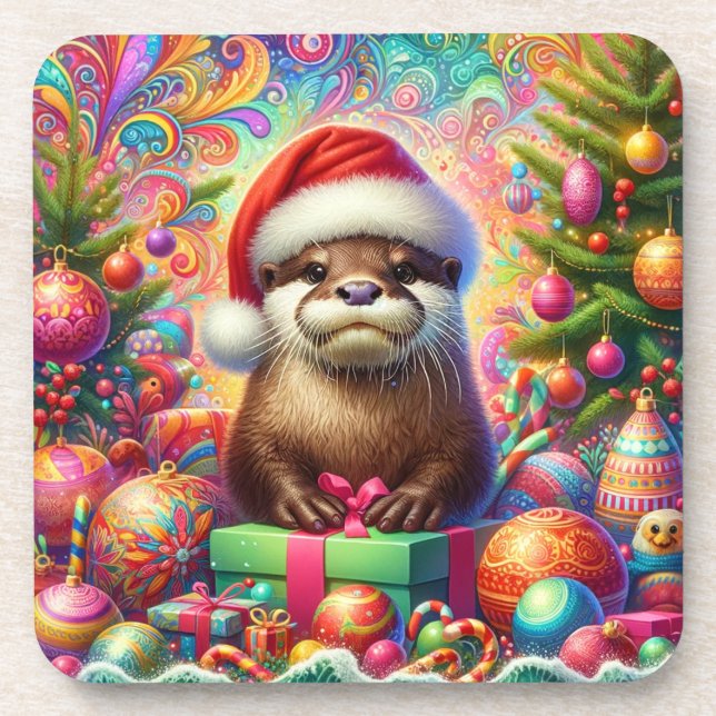 Christmas Otter Coaster (Front)