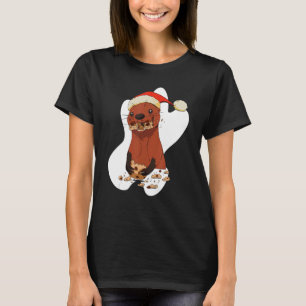 Christmas Otter eating cookies T-Shirt