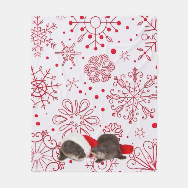 Christmas otter Fleece Blanket, Medium Blanket (Front)
