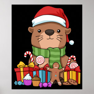 Christmas Otter Gift Kids Sea Otter Poster