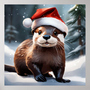 Christmas Otter Poster