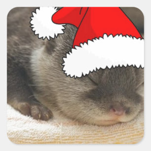 Christmas Otter Square Sticker