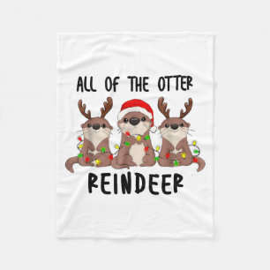 Christmas Otters Cute All Of The Otter Reindeer  Fleece Blanket
