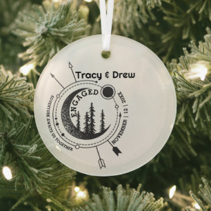 Christmas Outdoor Moon Arrow Couple Engagement Glass Tree Decoration