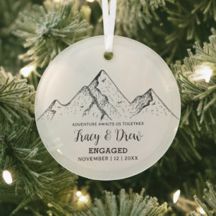 Christmas Outdoor Mountain Snow Couple Engagement Glass Tree Decoration