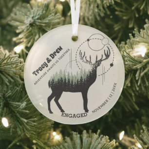 Christmas Outdoor Pine Tree Deer Couple Engagement Glass Tree Decoration