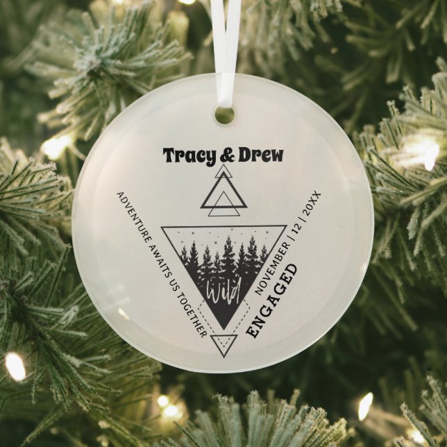 Christmas Outdoor Wild Pine Triangle Couple Engage Glass Tree Decoration (Insitu)