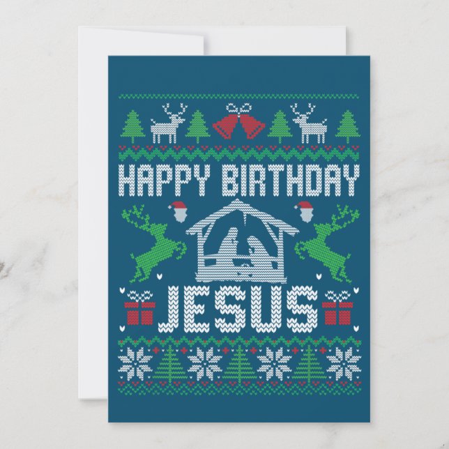 Christmas Outfit Happy Birthday Jesus Holiday Ugly Invitation (Front)
