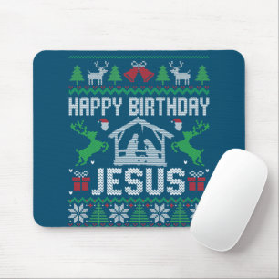 Christmas Outfit Happy Birthday Jesus Holiday Ugly Mouse Pad