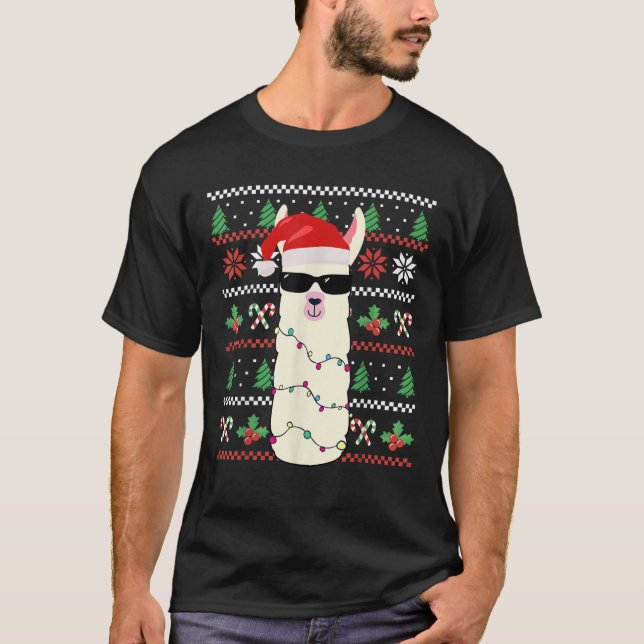 Christmas Outfit Ugly Christmas Lama Christmas T S T-Shirt (Front)