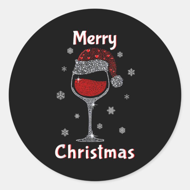 Christmas Outfit Women Wine Gl Funny Christmas  Classic Round Sticker (Front)