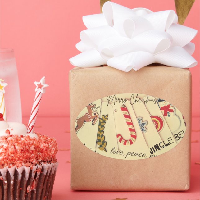 Christmas Oval Sticker (Party)