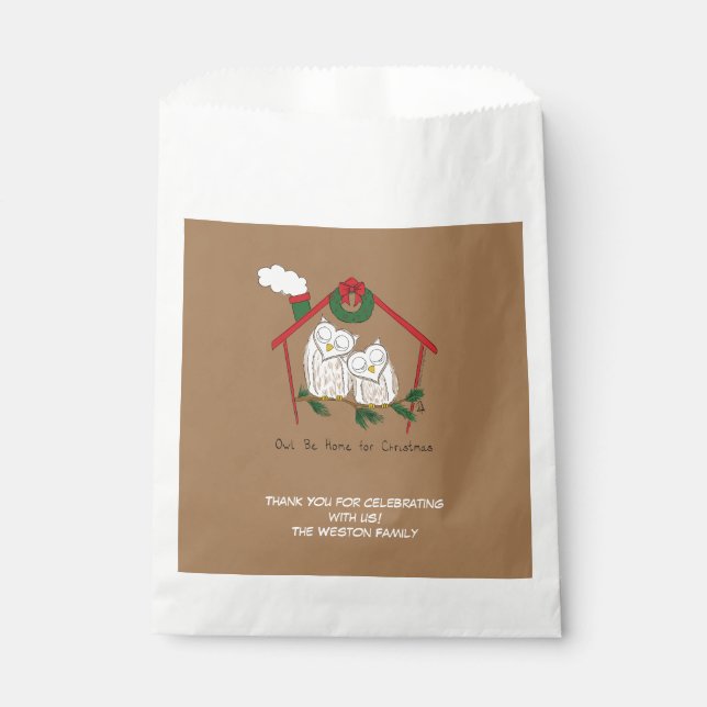 Christmas Owl Be Home Cute Favour Bag (Front)