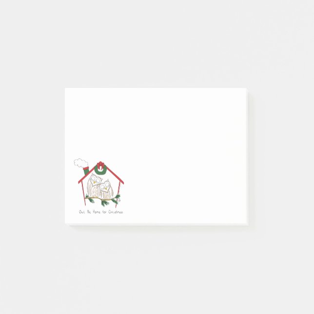 Christmas Owl Be Home Cute Post-it Notes (Front)
