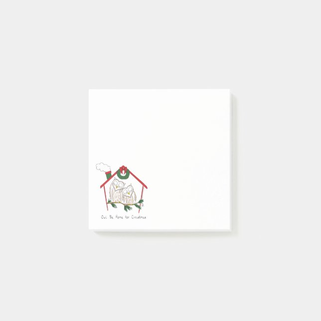 Christmas Owl Be Home Cute Post-it Notes (Front)