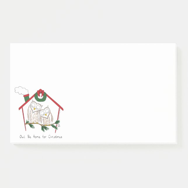 Christmas Owl Be Home Cute Post-it Notes (Front)