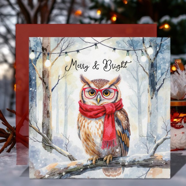 Christmas Owl Card (The peaceful snowy woods and wise owl create a cozy, festive atmosphere!)