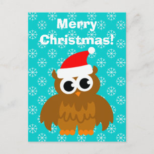 Christmas owl cartoon post cards