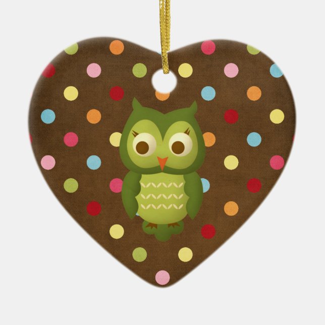 Christmas Owl Ceramic Ornament (Front)