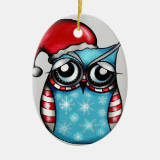 Christmas Owl Ceramic Tree Decoration