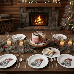 Christmas Owl, customisable Paper Plate