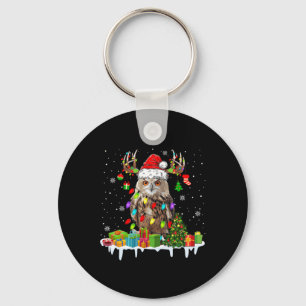 Christmas Owl Cute Christmas Lights Reindeer Santa Key Ring