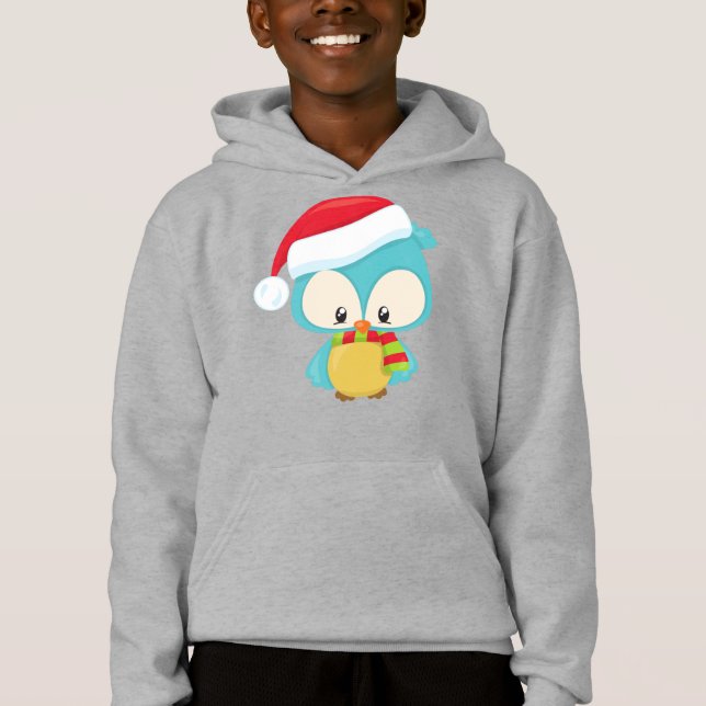 Christmas Owl, Cute Owl, Santa Hat, Scarf, Xmas (Front)
