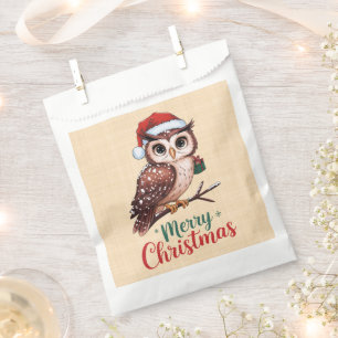 Christmas owl - Festive design Merry Christmas Favour Bag