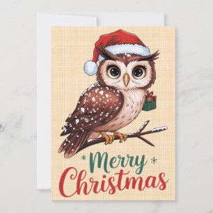 Christmas owl - Festive design Merry Christmas Invitation