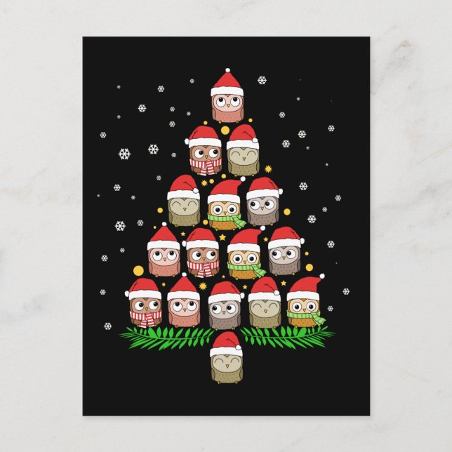 Christmas Owl Gifts Girls Christmas Tree Gift Owl Postcard (Front)