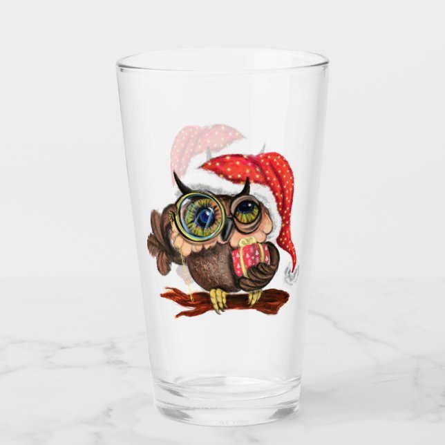 Christmas Owl Glass (Front)