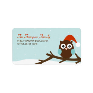 Christmas Owl Holiday Address Label