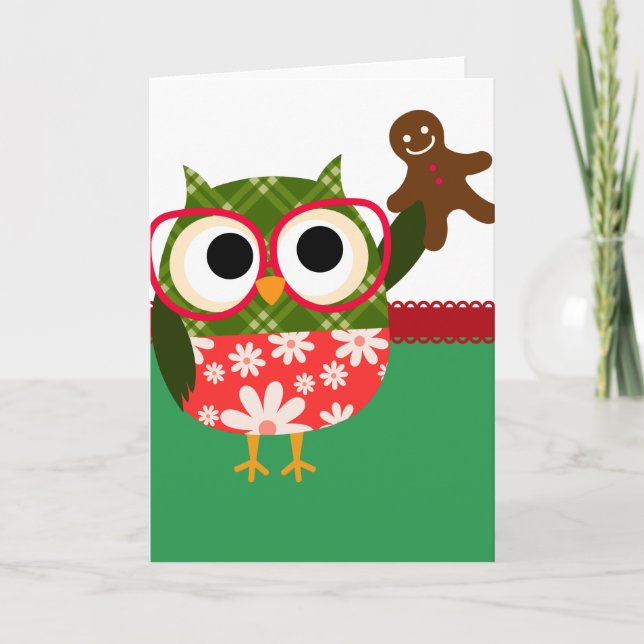 Christmas Owl Holiday Card (Front)