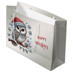 Christmas Owl Holiday Gift Bag