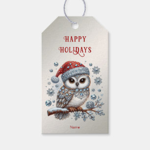 Christmas Owl Holiday Gift Tag