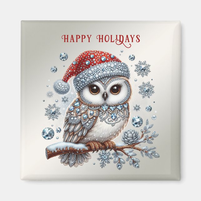 Christmas Owl Holiday Magnet (Front)