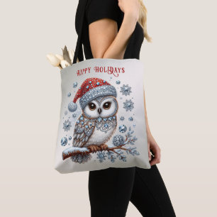 Christmas Owl Holiday Tote Bag