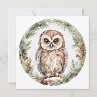 christmas owl illustration owl wall art holiday  card