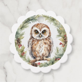christmas owl illustration owl wall art holiday  favour tags