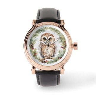 christmas owl illustration owl wall art holiday  watch