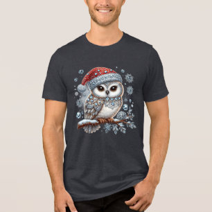 Christmas Owl Men's T-Shirt Tri-Blend Shirt