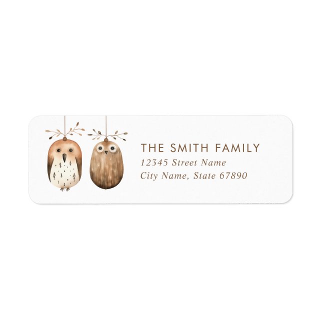Christmas Owl Ornaments Return Address Labels (Front)