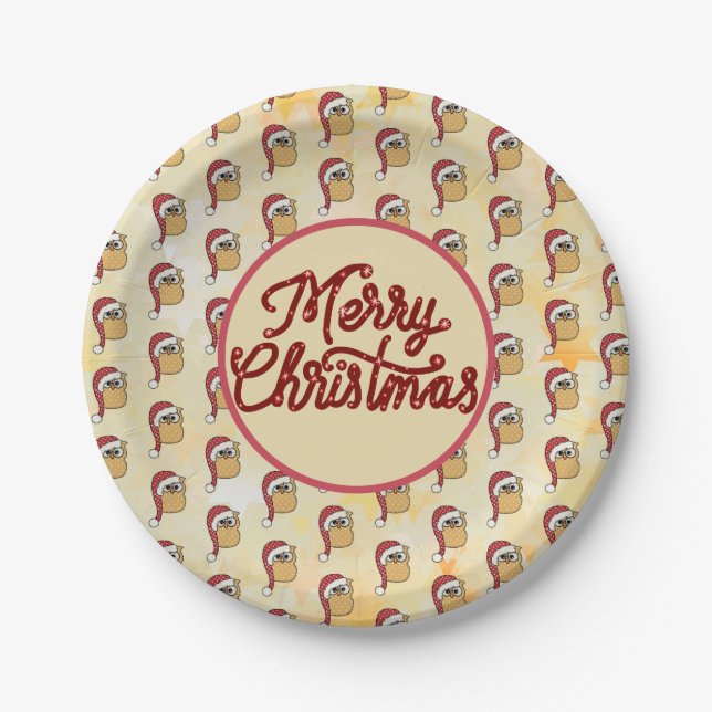 Christmas owl paper plate (Front)