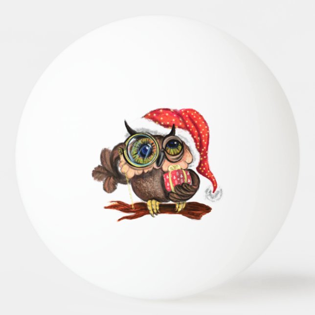 Christmas Owl Ping Pong Ball (Front)