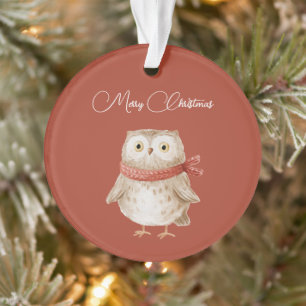 Christmas Owl Red Robin Bird Ornament