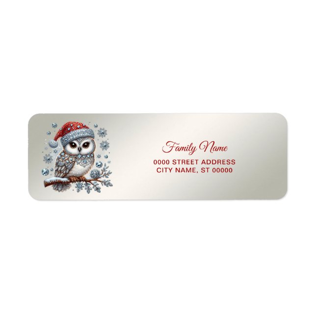 Christmas Owl Return Address Label (Front)