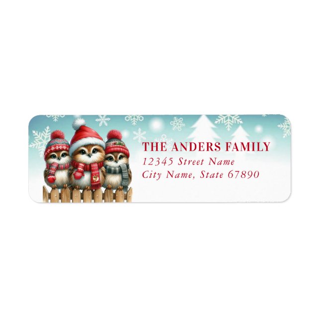 Christmas Owl Return Address Labels (Front)