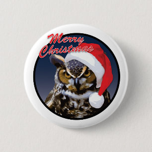 Christmas Owl - Standard, 2¼ Inch Round Button