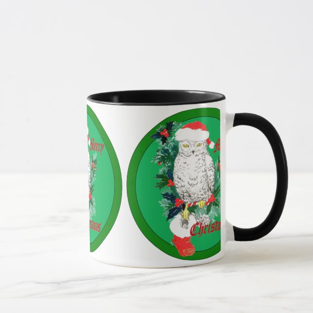Christmas Owl Stocking and Holly Designed Mug (Right)